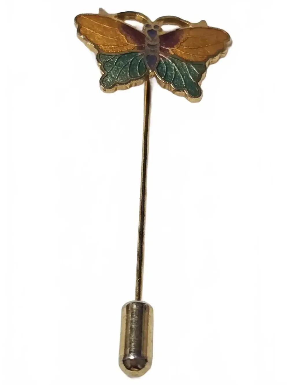 Vintage Butterfly Stick Pin Lapel Gold Tone